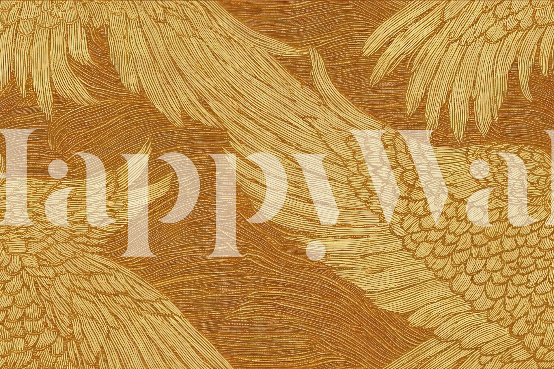 Golden Textured Organic Wings wallpaper in a room