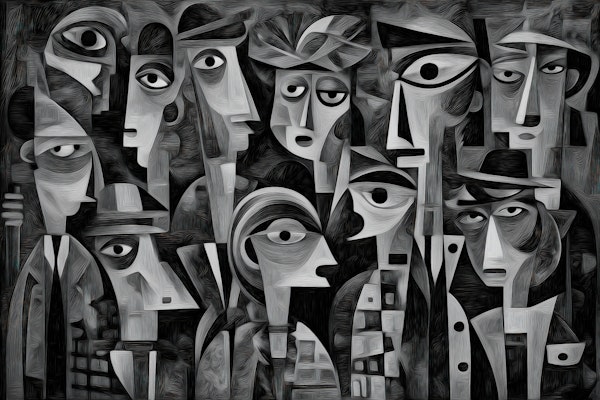 Cubist Faces in Monochrome