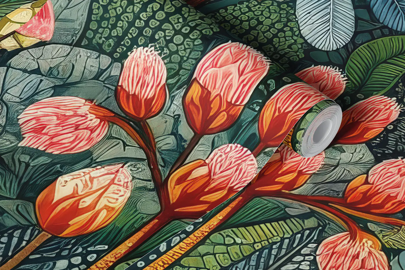 Lush Botanical Fantasy Garden wallpaper roll