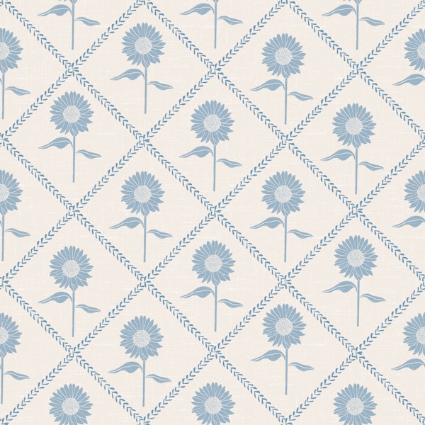 Scandi Soft Blue Floral Lattice