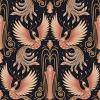 Rebirth of a Phoenix on black behang