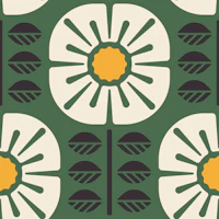 Retro Scandinavian Flower Blocks in Green - S wallpaper