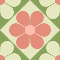 Seventies Daisies - green and pink wallpaper