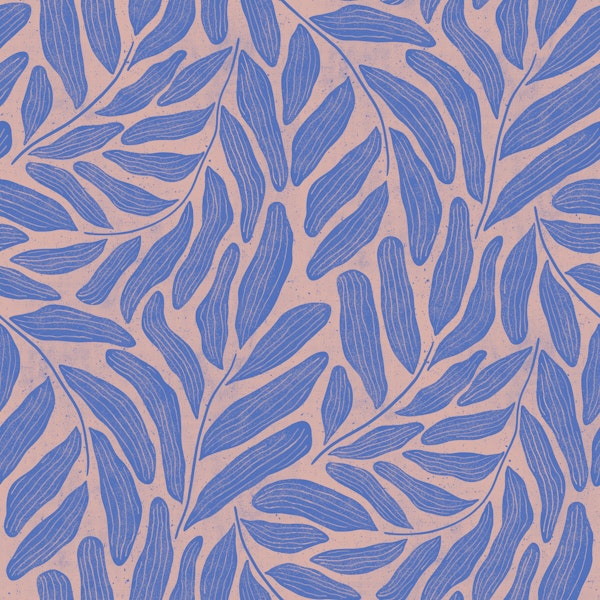 Big Bold Leaves Monochrome Blue Beige