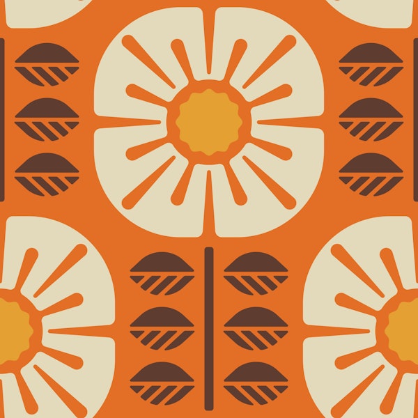Retro Scandi Flower Blocks in Orange - S