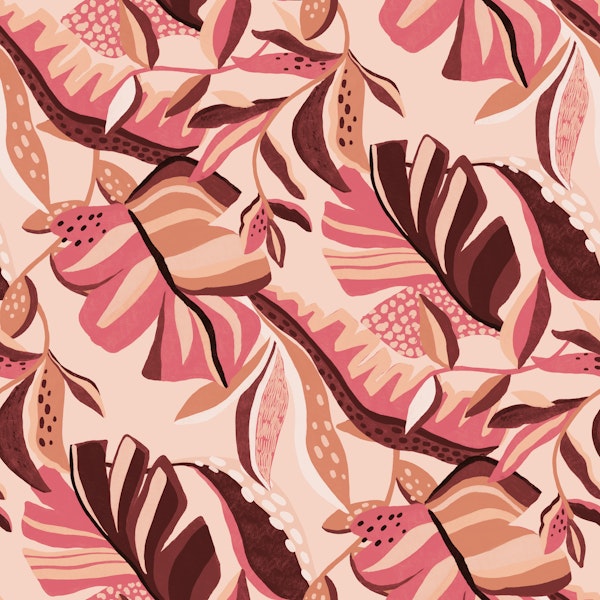 Tropical Leaves in Rose Tones