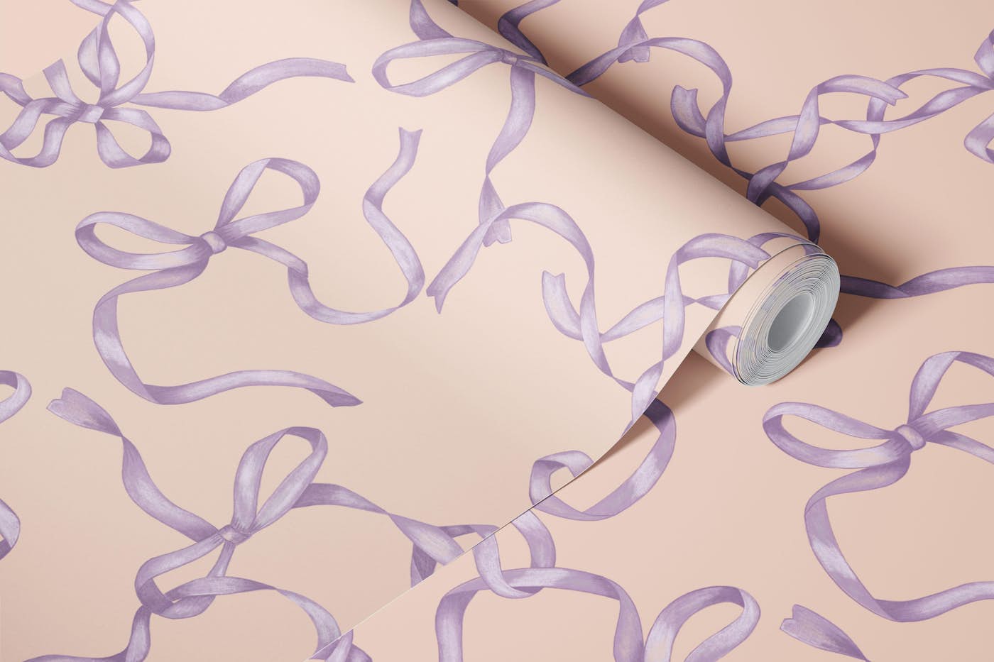 Lavender Ribbon Bows wallpaper roll