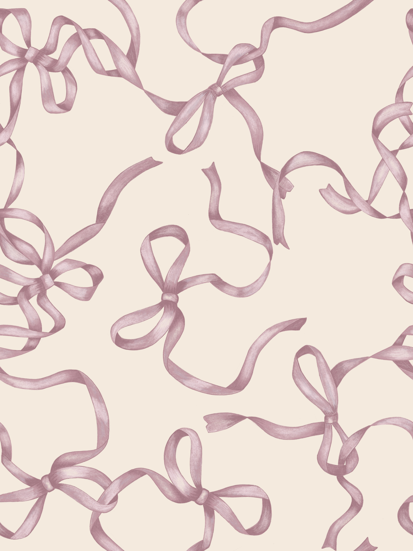 Soft Pink Bow Ribbons Wallpaper | happywall.com