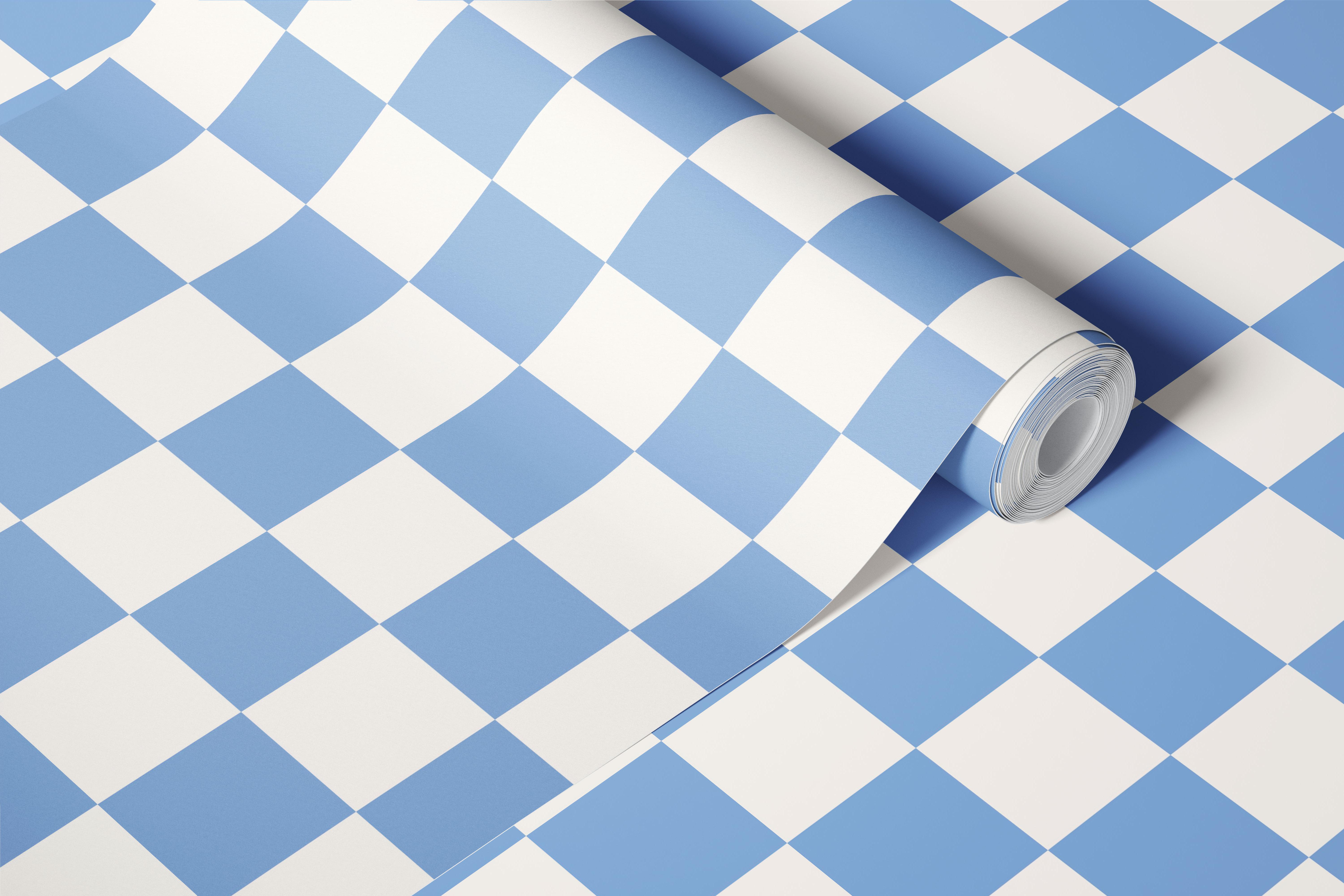 Classic Polo Blue and Off-White Checks wallpaper in a room
