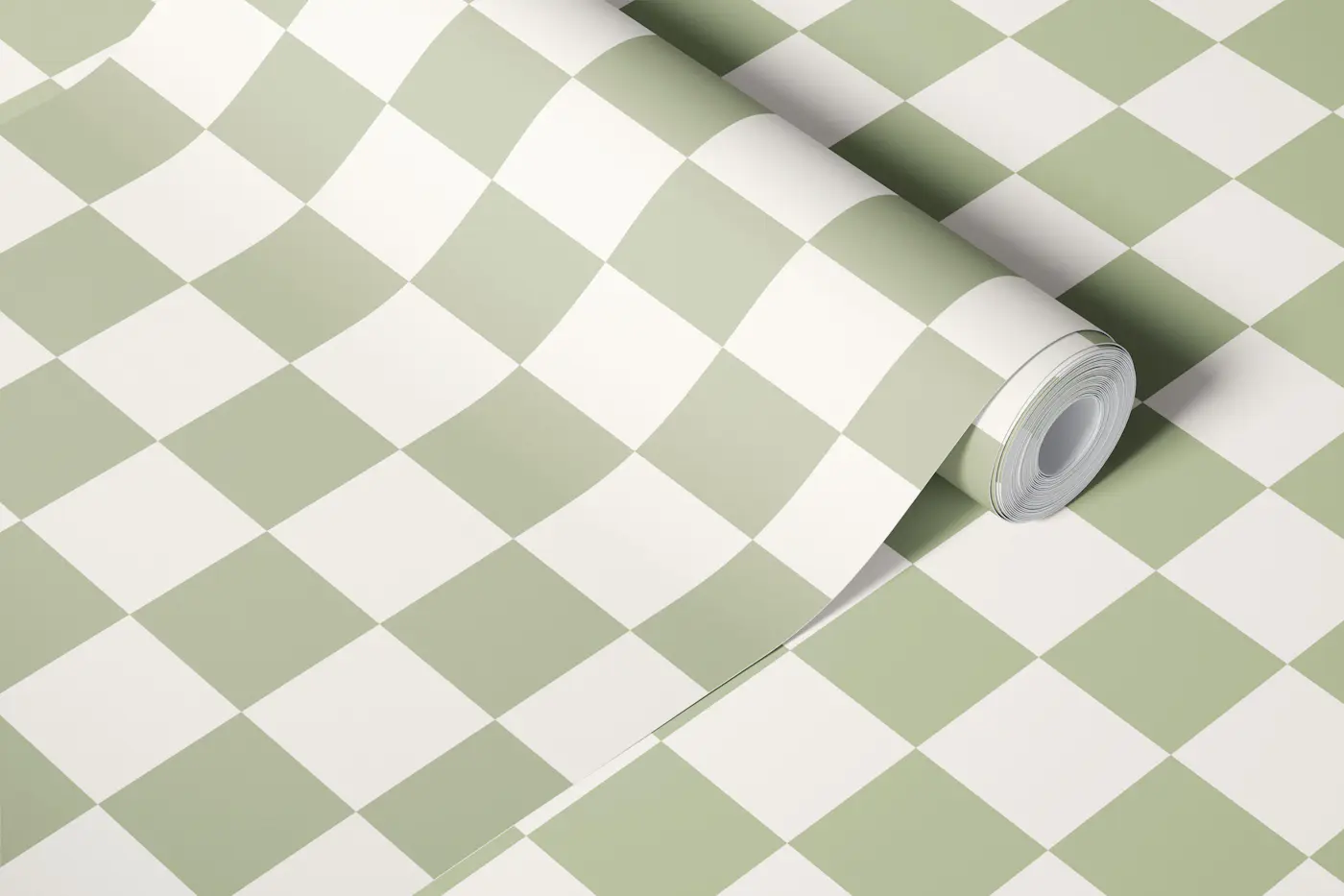 Sage and Cream Checkerboard wallpaper roll
