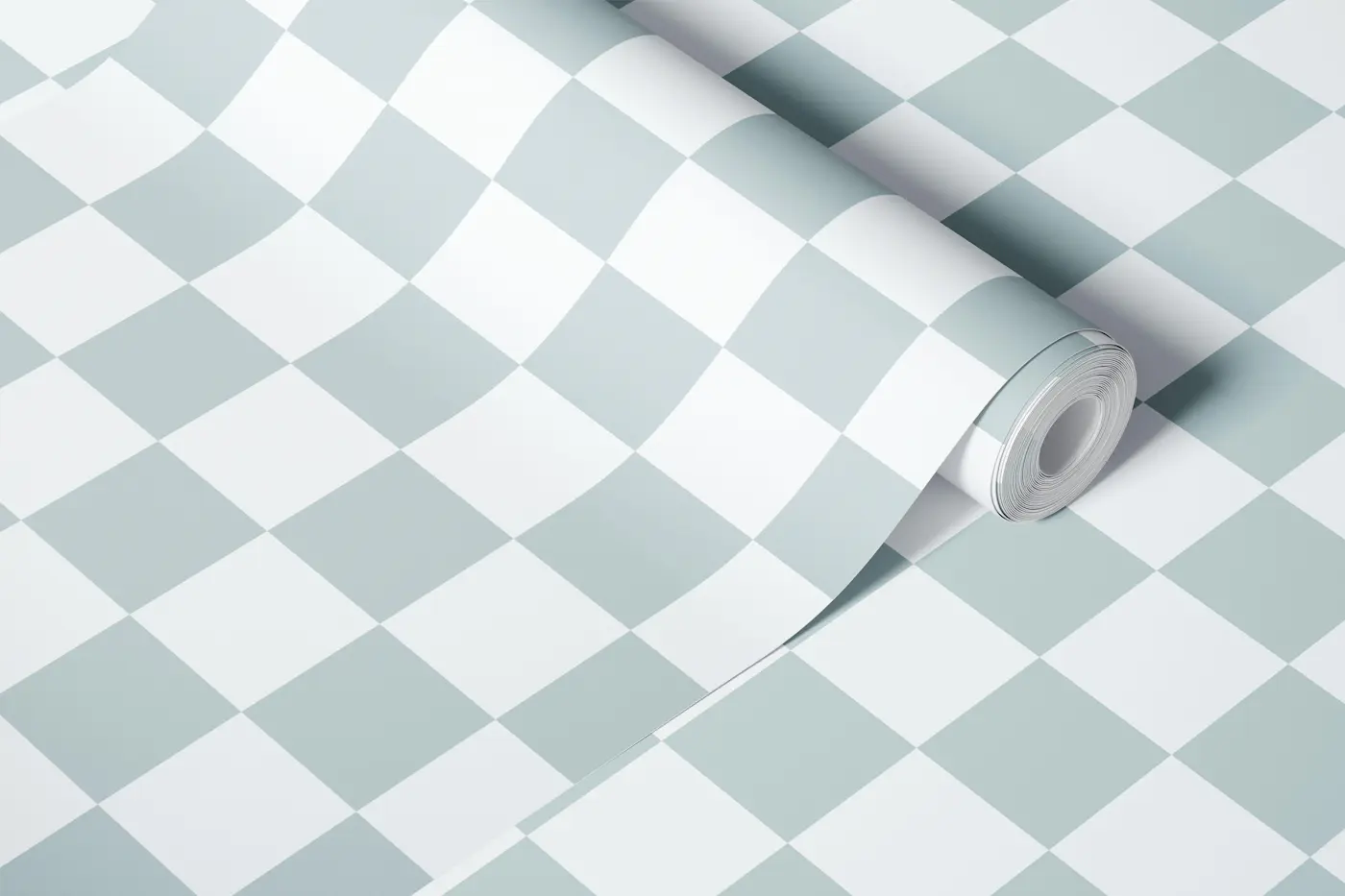 Minimal Gray and Icy Blue Checkerboard wallpaper roll