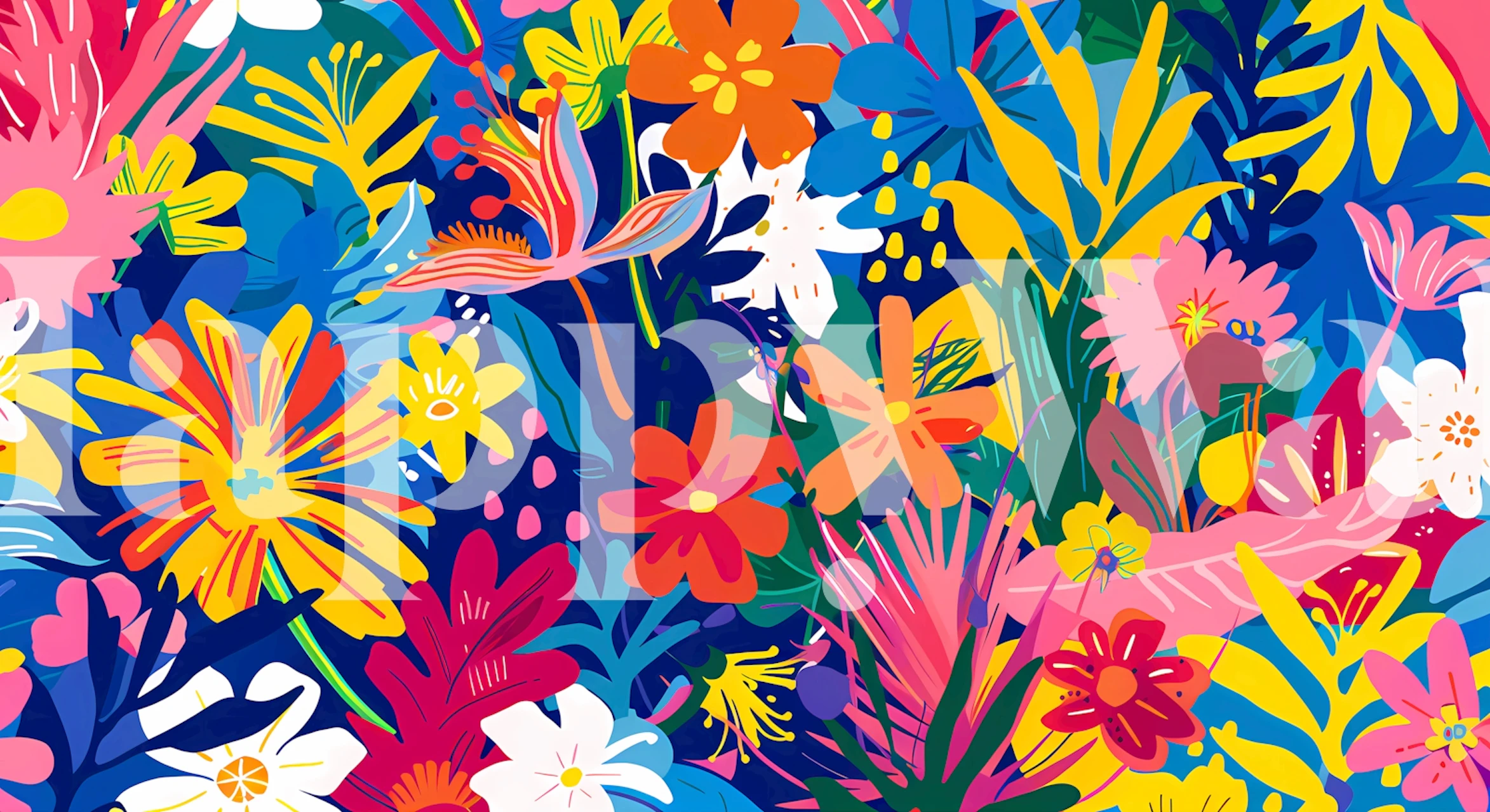 Bold Colorful Botanical Garden tapet i et rum