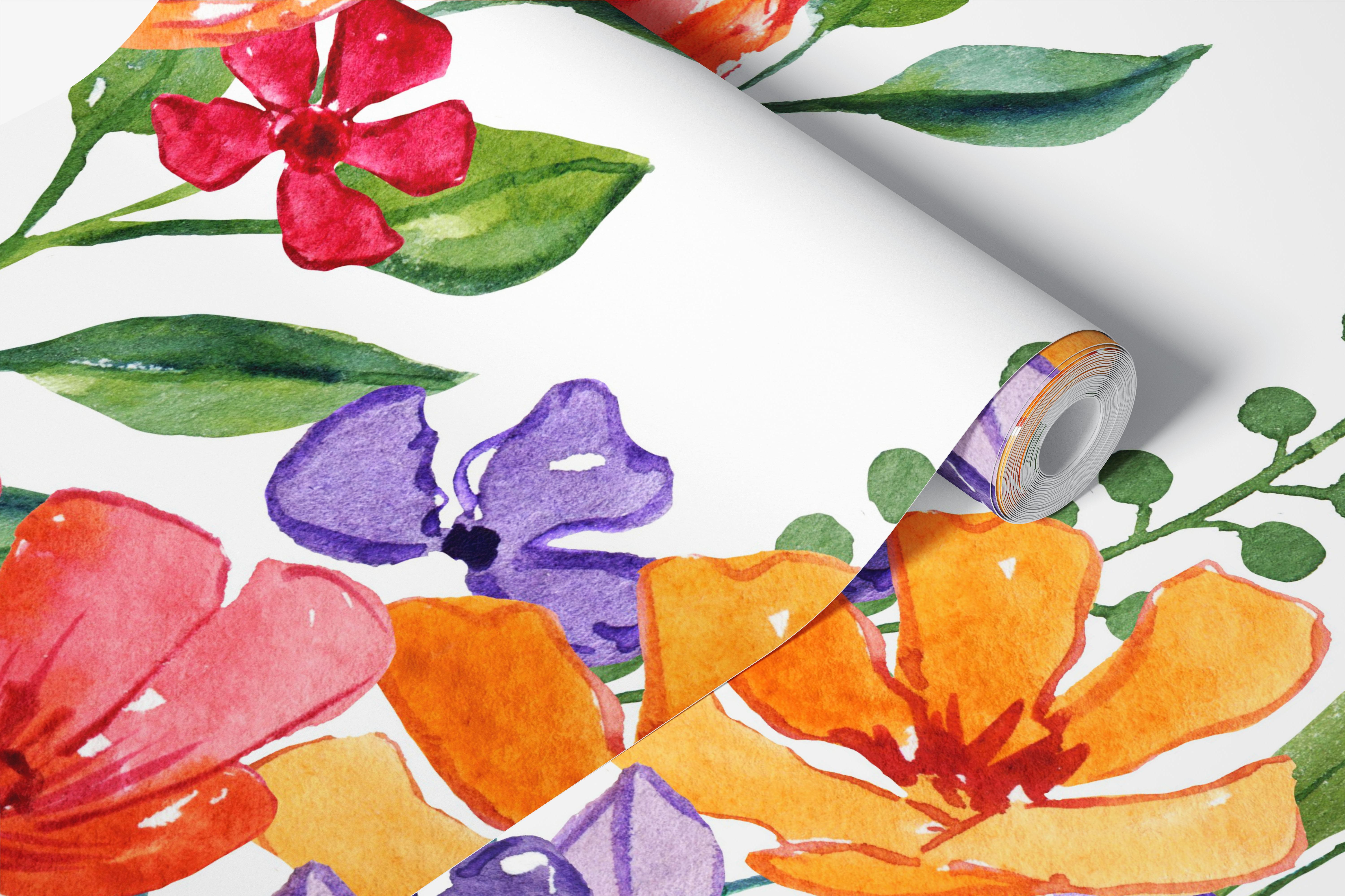 Watercolor Wildflower Mural in a room