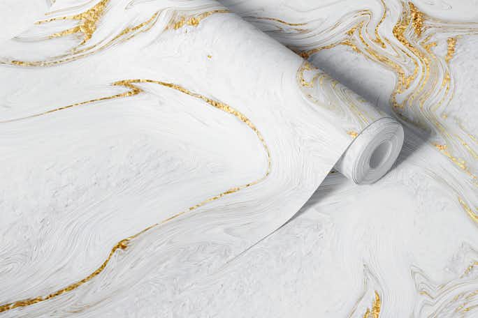 Liquid gold marblewallpaper roll