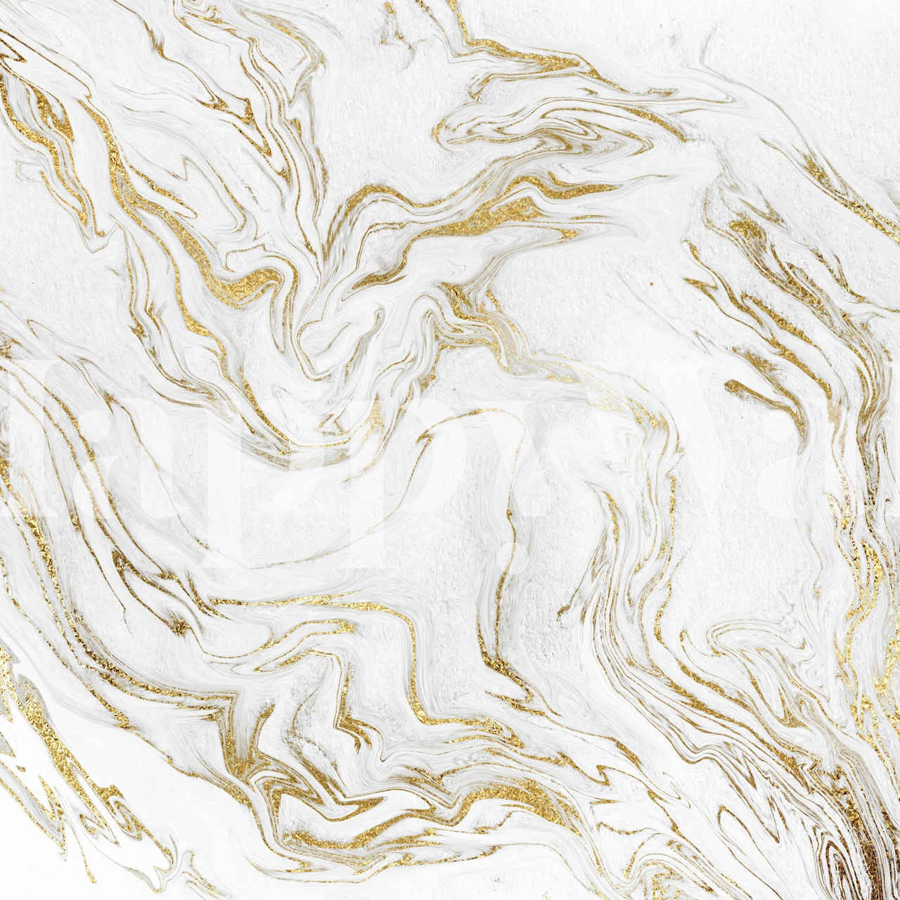 Gold and white swirling marble pattern wallpaper