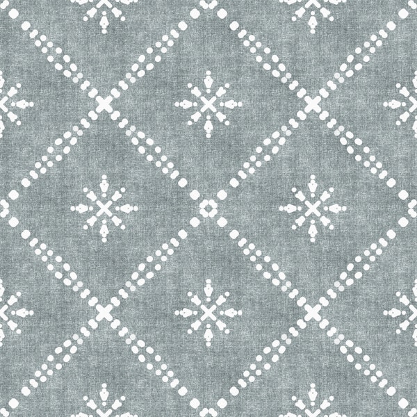 Boho Dotted Lattice Grunge Calming Blue