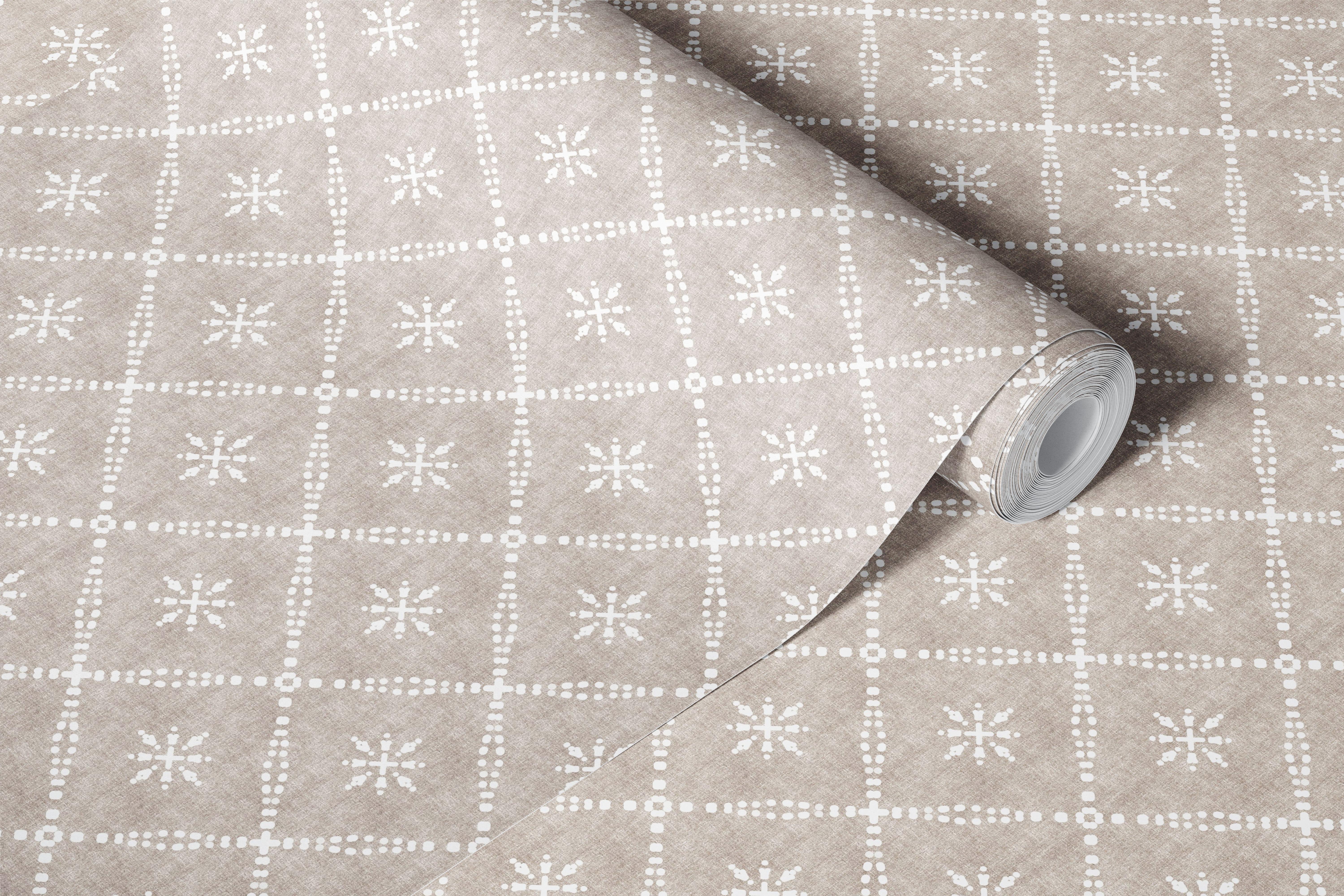 Boho dotted lattice grunge wallpaper in a room
