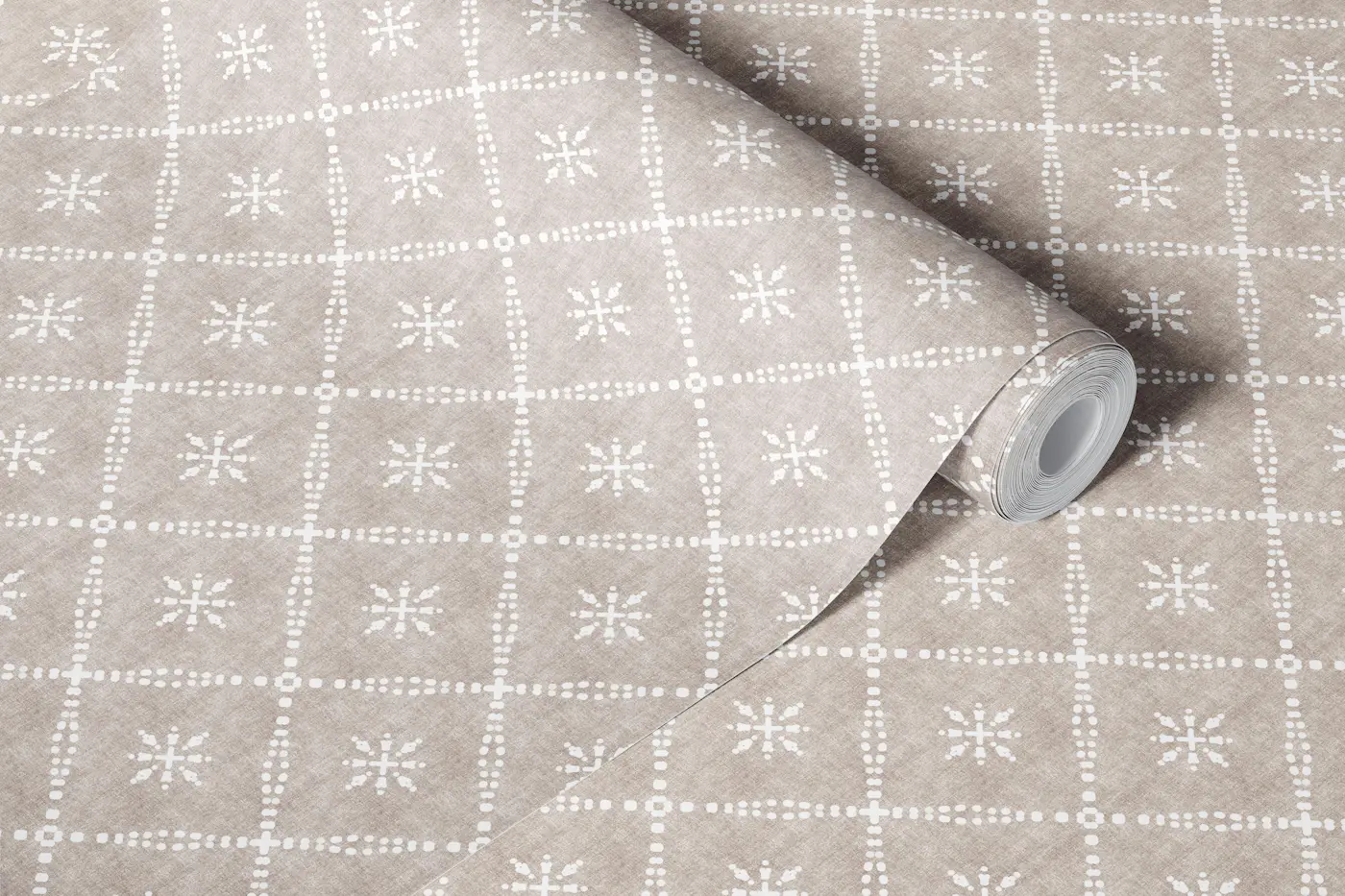 Boho Dotted Lattice Grunge Earthy Beige wallpaper roll