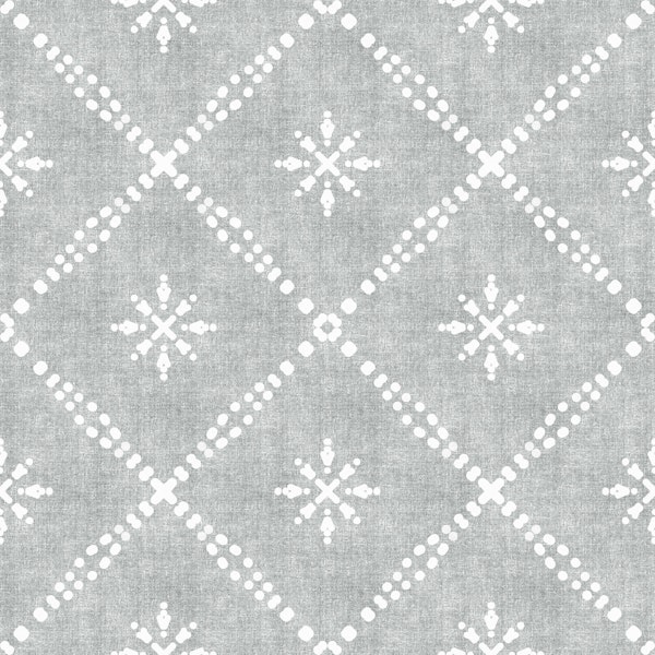 Boho Dotted Lattice Grunge Grey Clouds