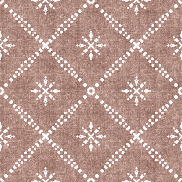 Boho Dotted Lattice Grunge Terracotta Red