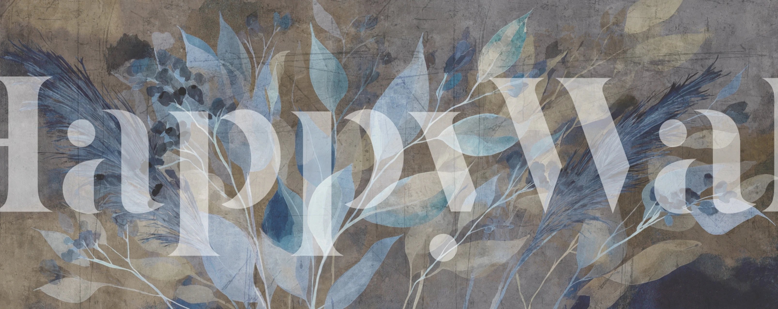 Soft Dark Botanical Watercolor wallpaper in a room