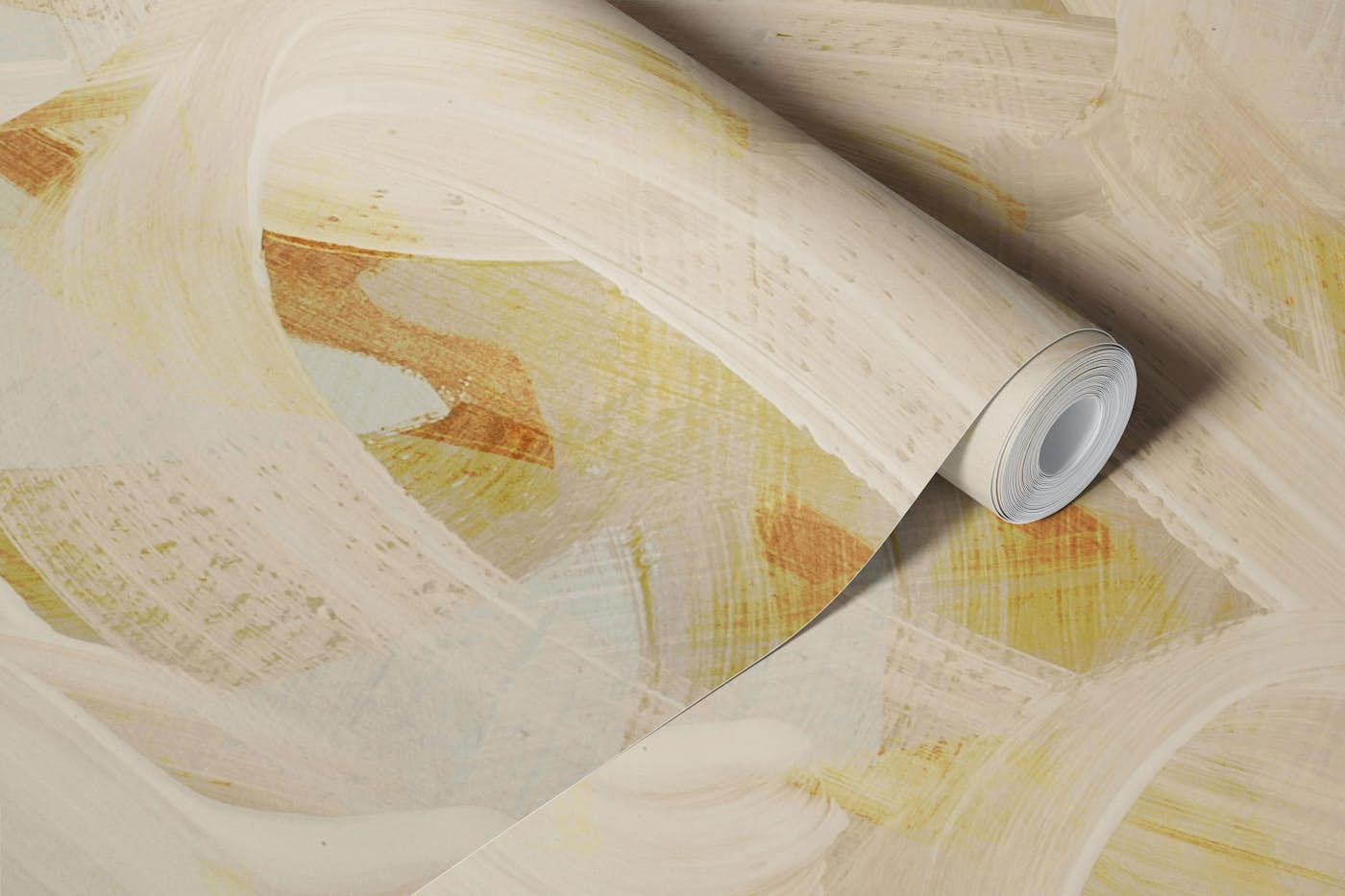 Cream Brushstroke Swirl wallpaper roll