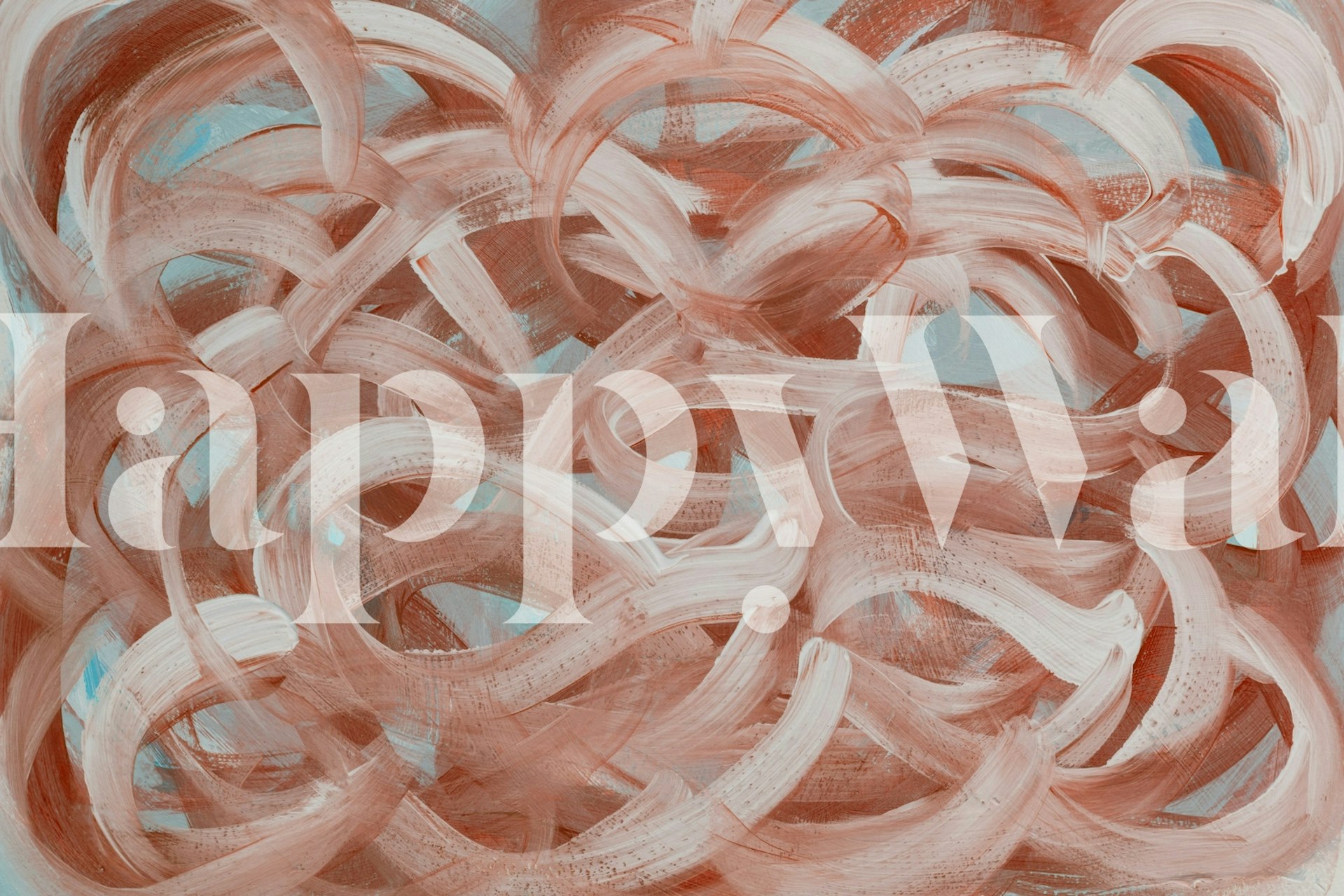 Red Brush Swirls wallpaper in a room