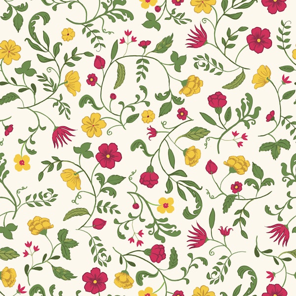 Red Yellow Floral Trellis