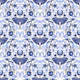 Blue Moth Botanical Damask