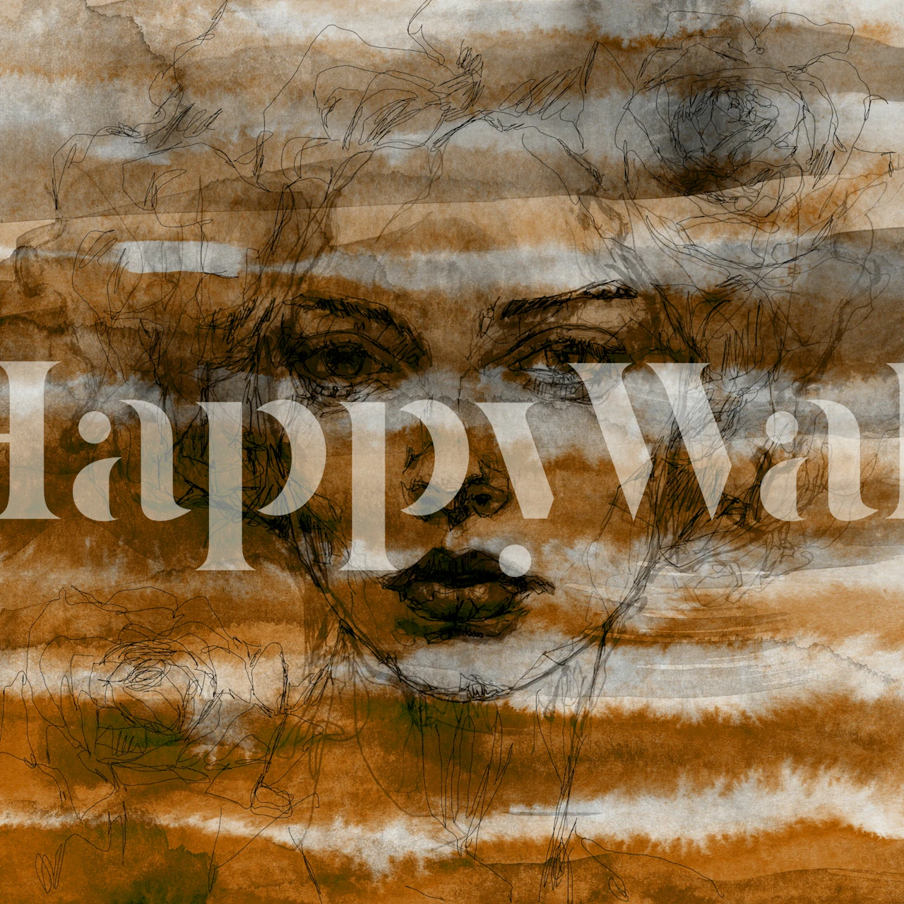 Ethereal female portrait wallpaper in a room