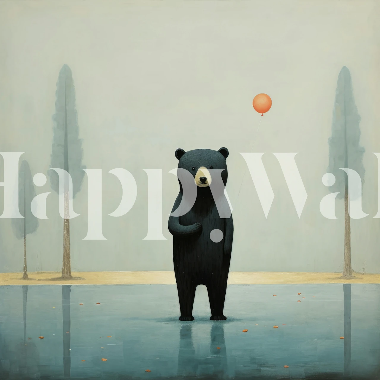 Minimal Black Bear wallpaper in a room