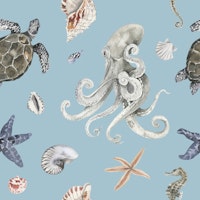 Sea Creatures & Shells Pattern M wallpaper