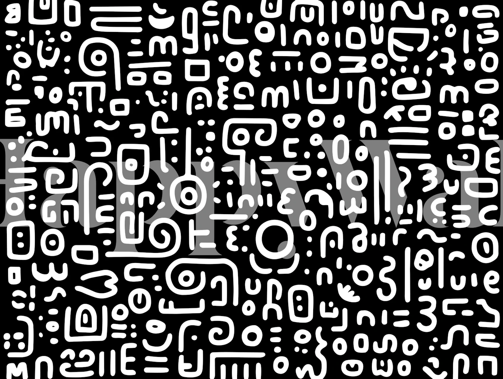 Bold white doodles on black wallpaper