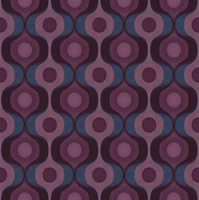 Retro Mod Ovals Plum and Denim tapety