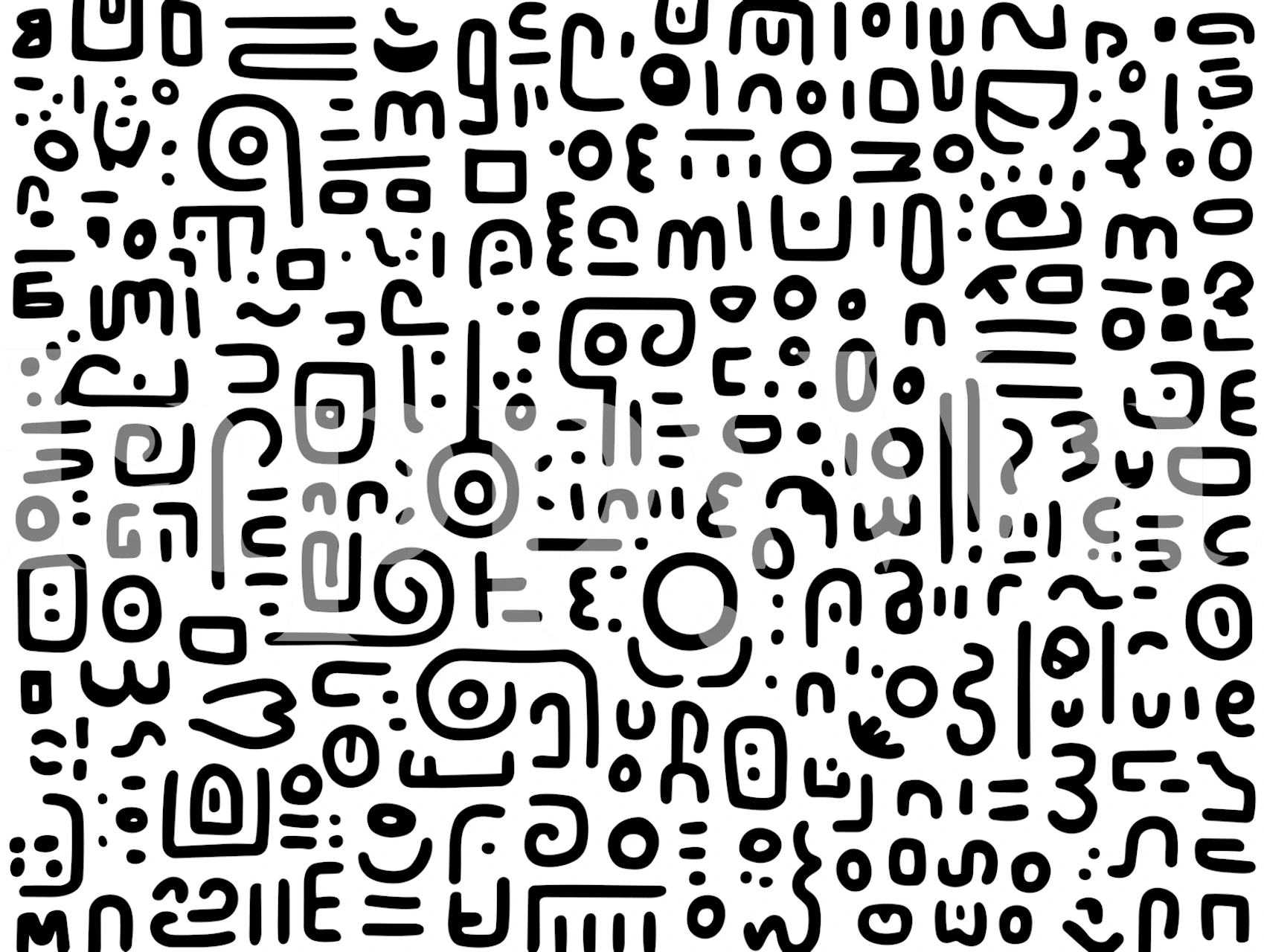 Bold black on white doodle wallpaper