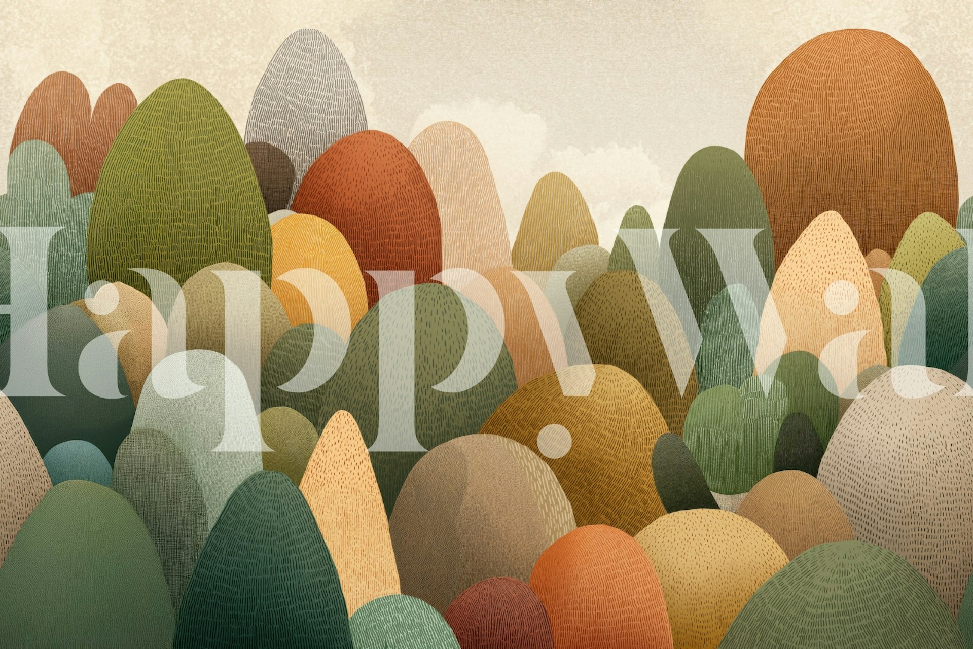 Abstract autumn forest mural in a room