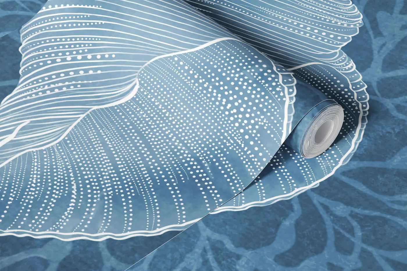 Serene Seashell & Algea - Aquamarine wallpaper roll
