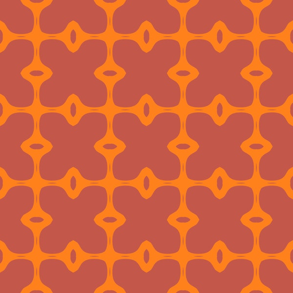 70s Retro Orange Tile Geometry