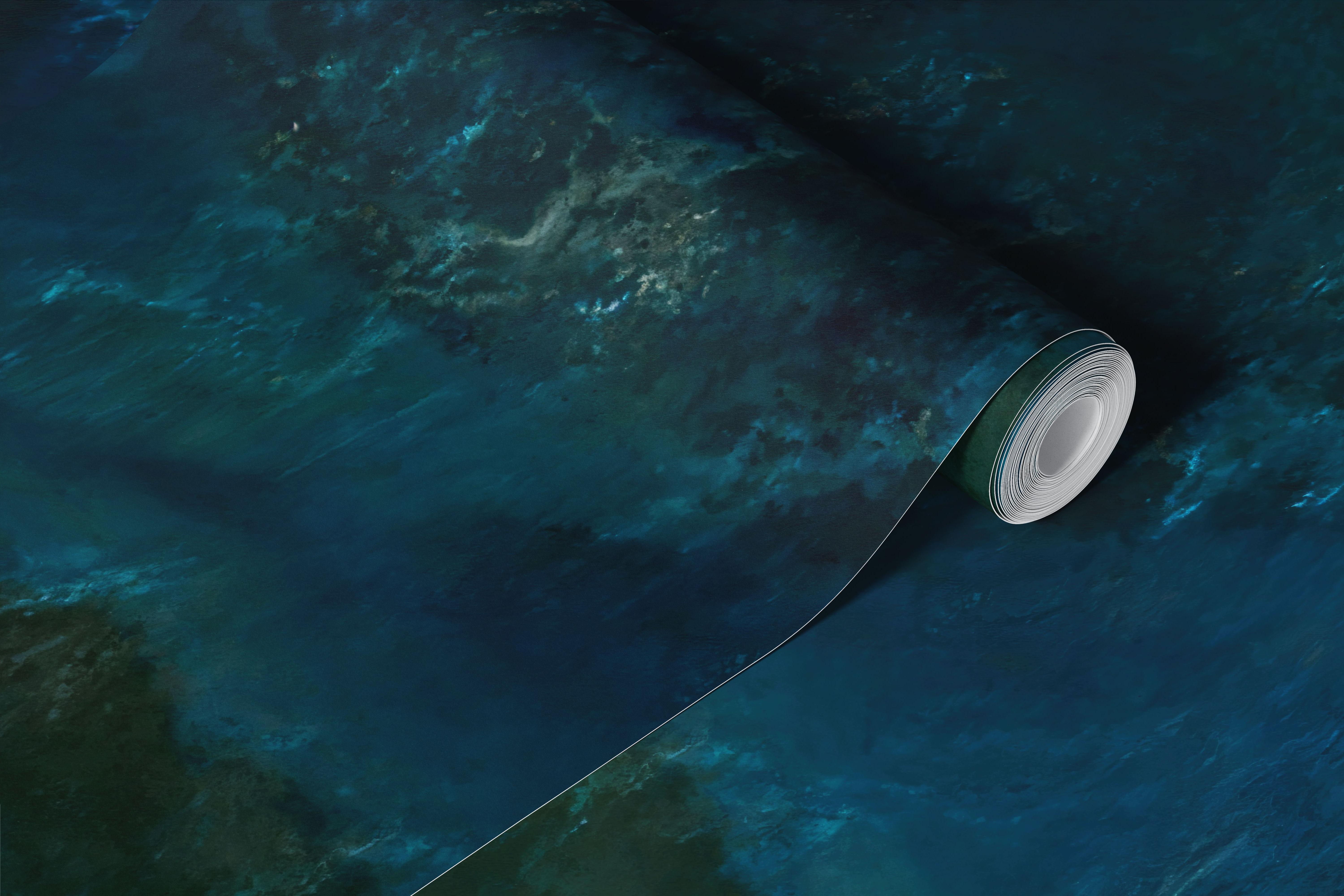 Deep Teal Ocean Mist behang in een kamer