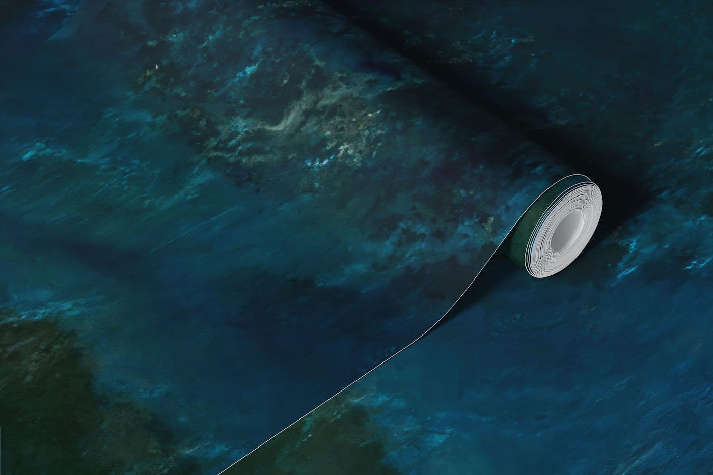 Deep Teal Ocean Mist wallpaper roll