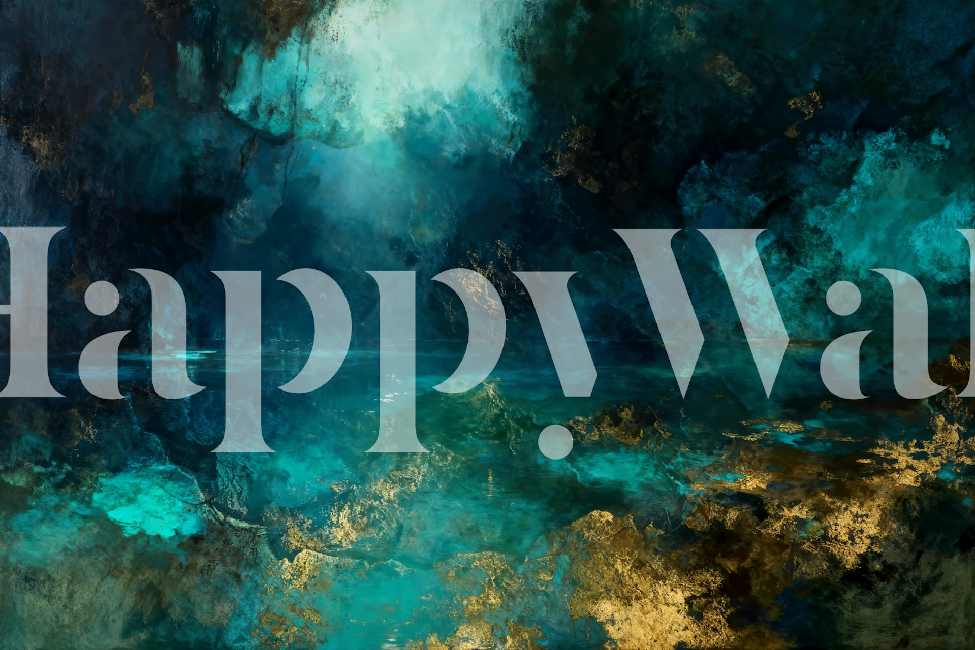 Midnight Lagoon Abstract wallpaper in a room