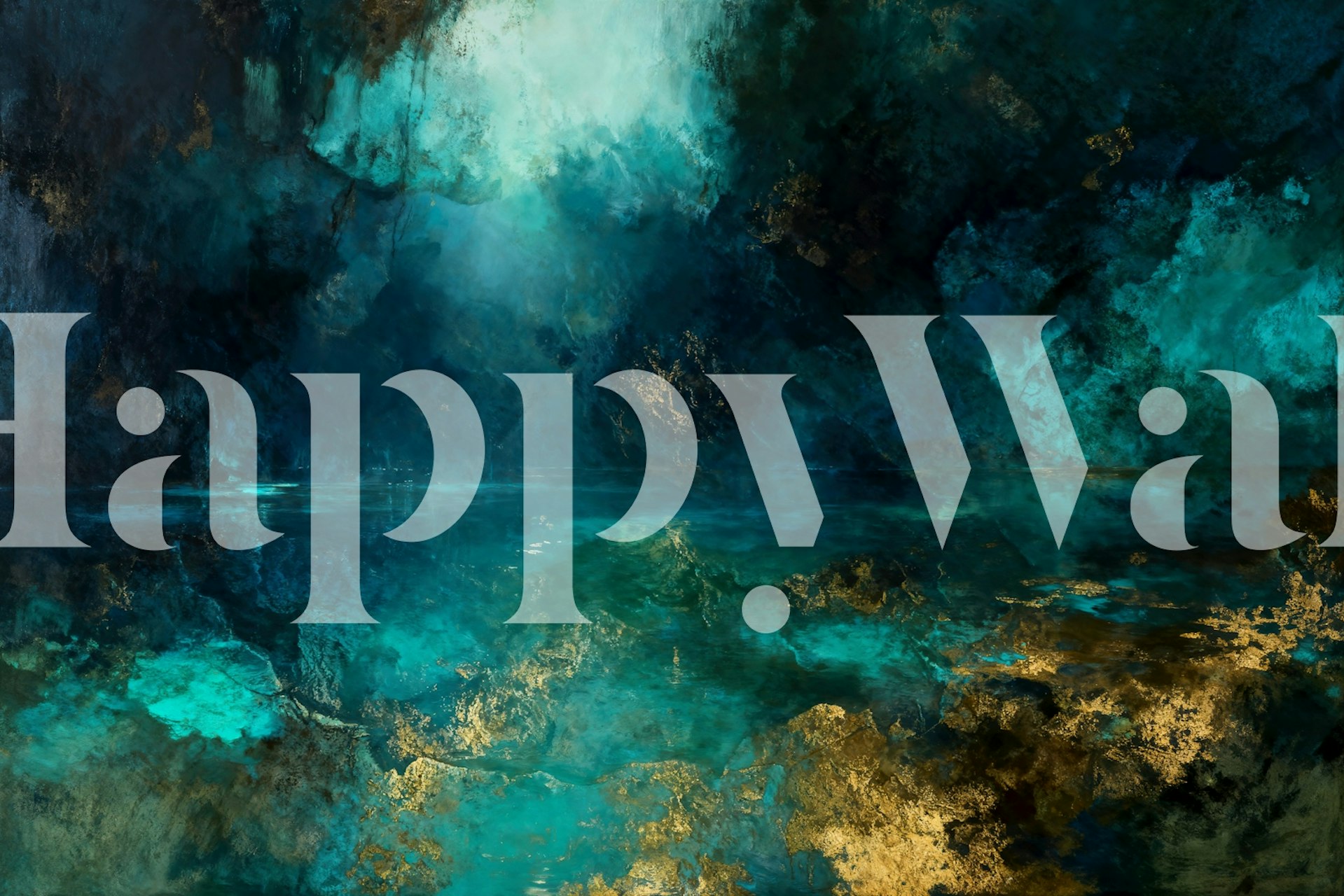 Midnight Lagoon Abstract wallpaper in a room