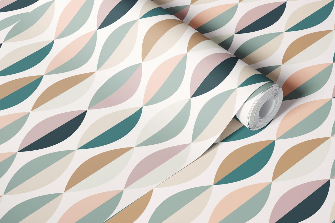 Mid Century Petal Geometric wallpaper roll