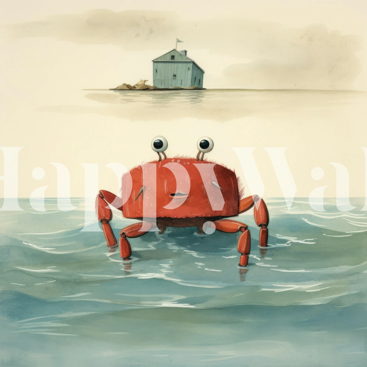 Minimal Crab by the Sea tapet i et rum