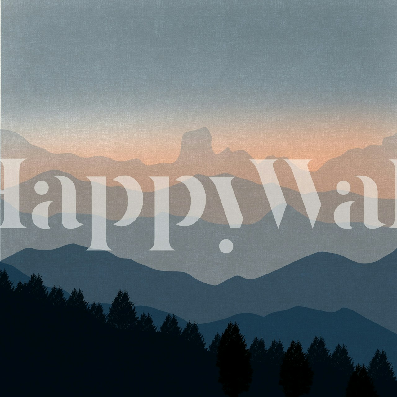 Misty Mountain Sunset wallpaper in a room