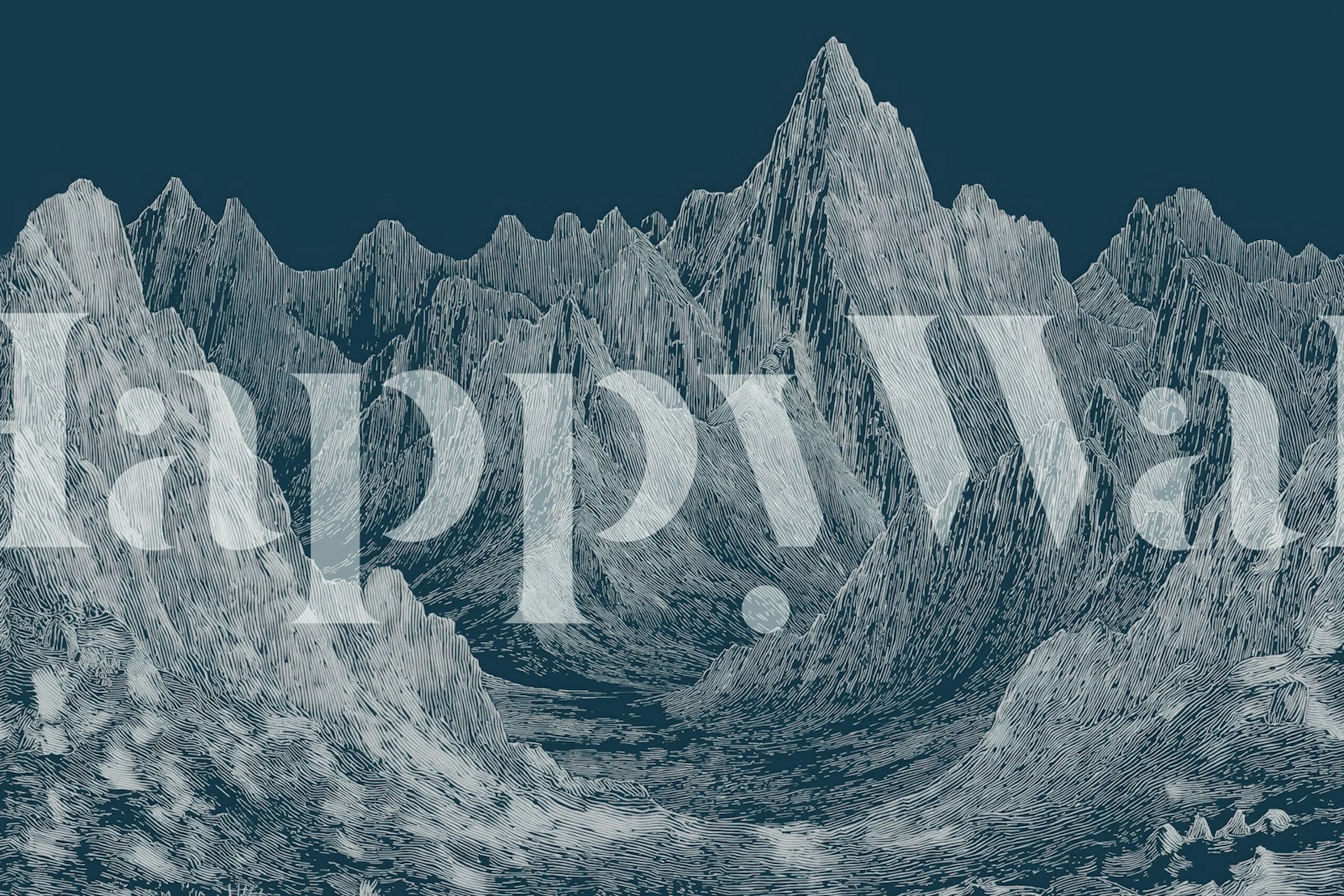 Dark blue mountain mural wallpaper in a room