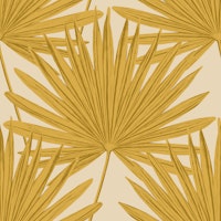 Palm Paradise - Mustard Yellow on Beige wallpaper