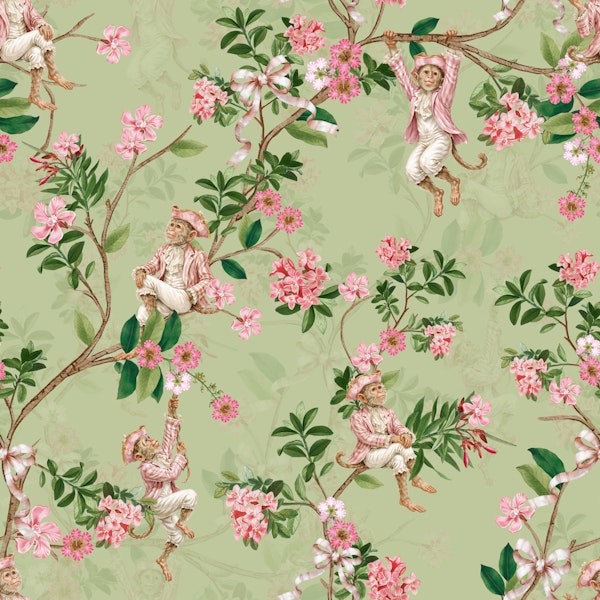 Vintage Chinoiserie Monkey Garden