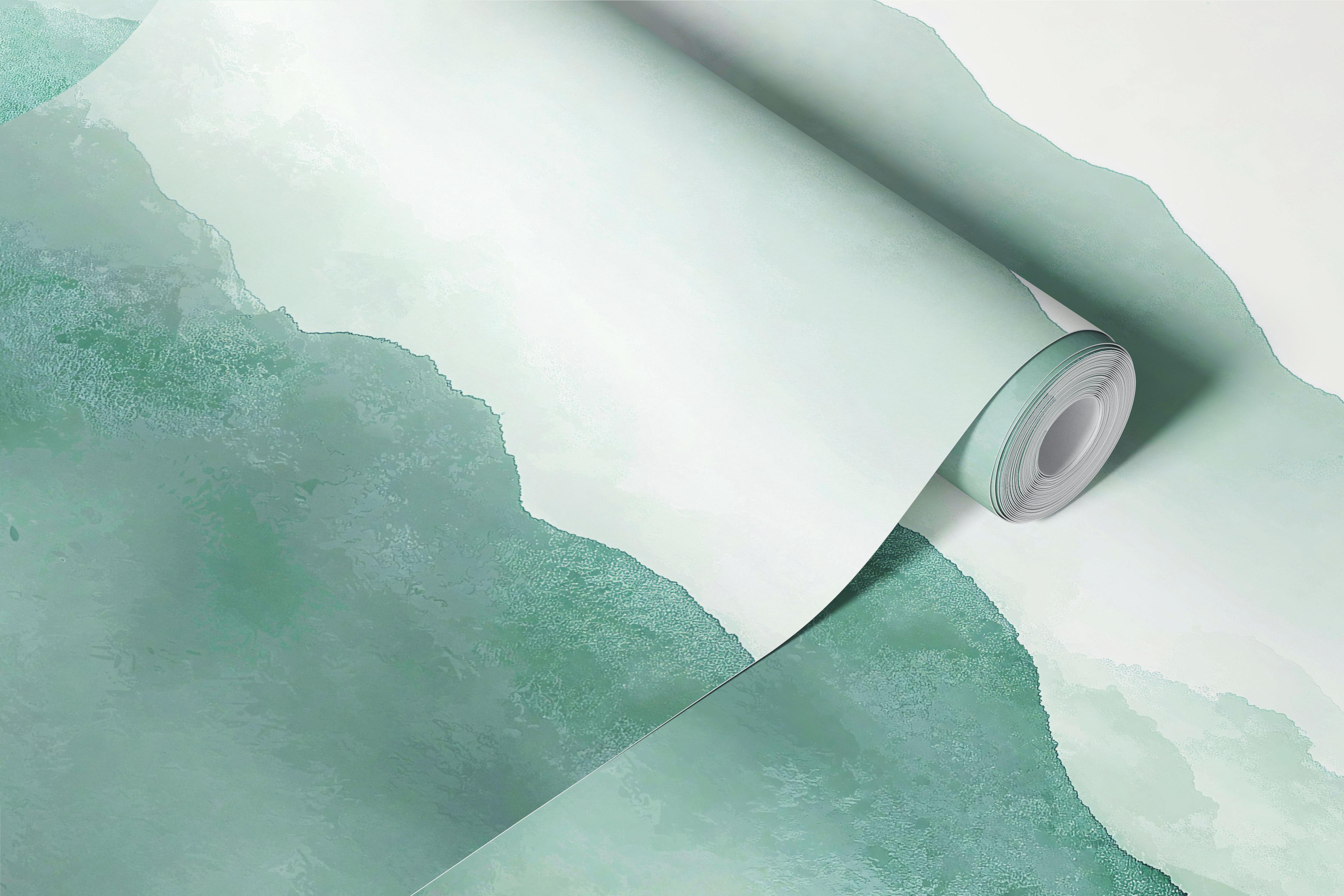 Misty Mountain Watercolor wallpaper in a room