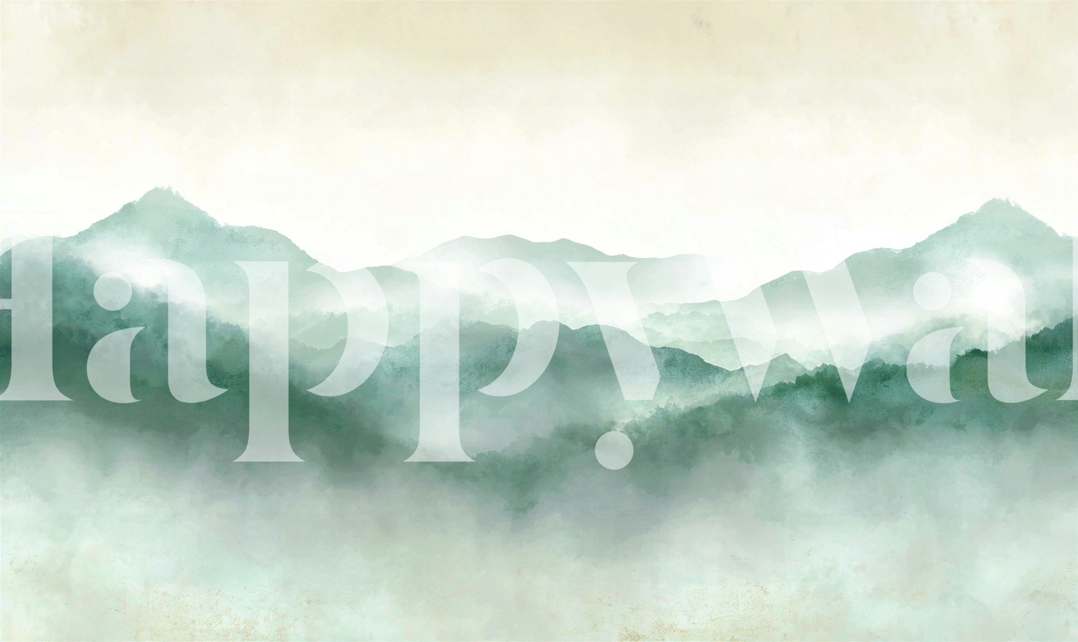 Misty Mountain Watercolor wallpaper in a room